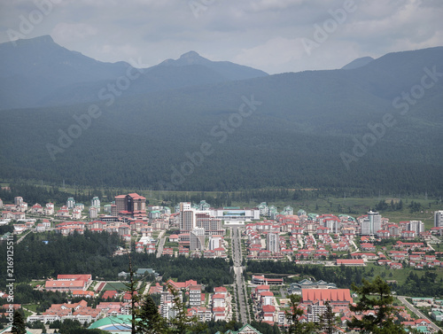 Canvastavla Panoramic high-angle view of Samjiyon city near Mount Paektu, North Korea