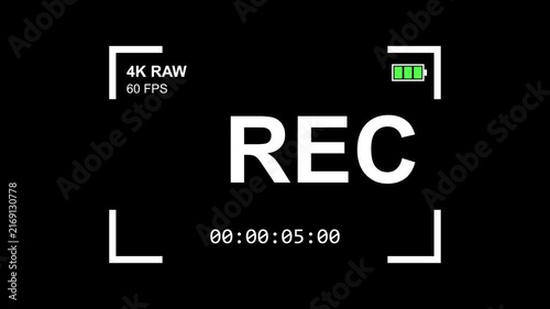 Camera Recording Interface Animation with 4K and 60 FPS Display