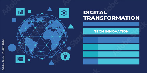 Advanced tech illustration of planet Earth with a glowing global network, digital map, AI systems that connect the world through intelligent data and futuristic background design. Vector illustration.