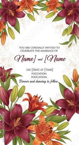 Elegant Wedding Invitation with Floral Border Design.