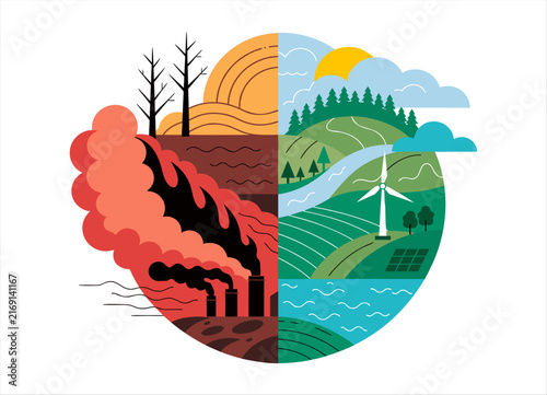 Climate Change and Environmental Protection Concept Illustration