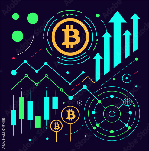 Bitcoin Cryptocurrency Market Growth and Trading Illustration