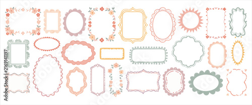 Decorative Vintage Frames and Borders Collection with Hand Drawn Floral Design