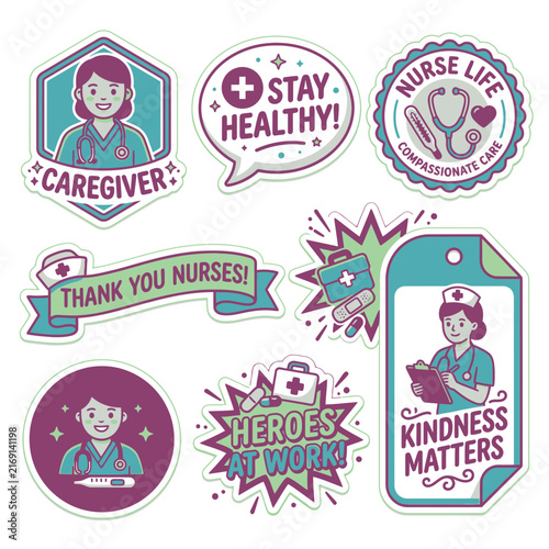 Nursing appreciation sticker bundle set.