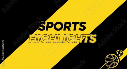 Dynamic Sports Highlights Graphic with Bold Yellow and Black Design.