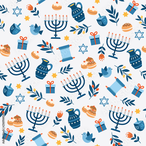Colorful Hanukkah celebration flat illustration isolated on transparent background