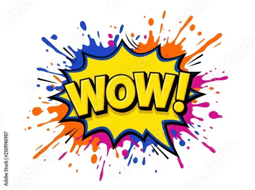 Bright comic explosion with wow text