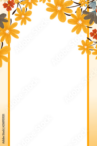 Autumn leaves frame. Watercolor floral art for wedding, notes, background, wallpaper, etc. Flowers border.