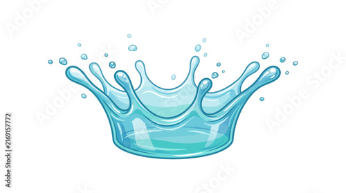 Dynamic blue water splash illustration, capturing the refreshing essence of liquid movement with droplets and ripples, ideal for themes of purity, hydration, and natural vitality