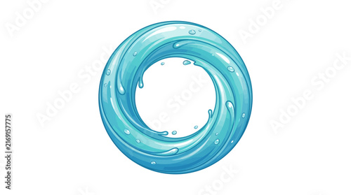 Abstract Blue Liquid Vortex Circular Ring Element for Fluid Motion Design and Dynamic Water Splash Graphic Art Concept