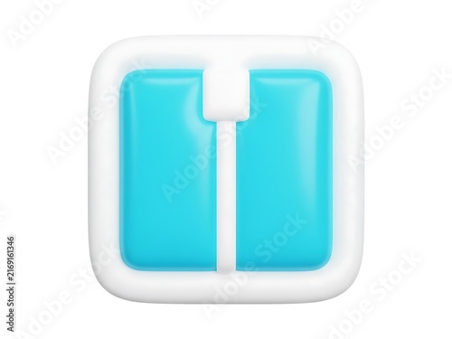 Minimalist square icon featuring a bright blue split panel design element