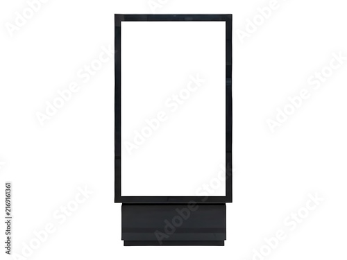A vertical standing billboard display with a blank white advertising panel