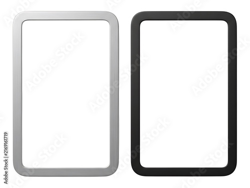 Minimalist silver and black rectangular frames on a clean white background