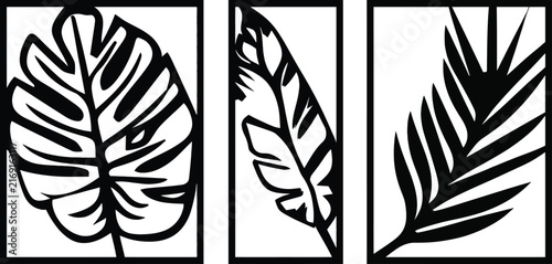Tropical Leaf Silhouettes Set for Modern Botanical Wall Art Decor