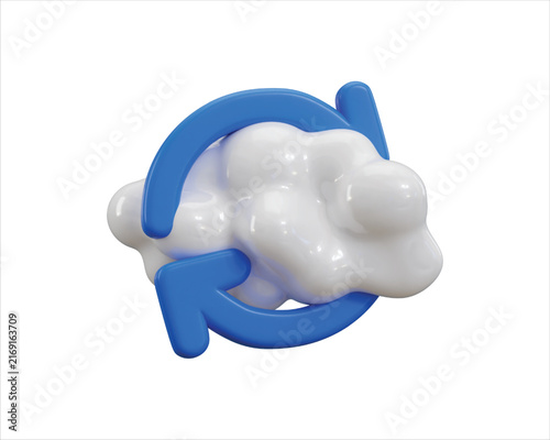 3D Data Sync Icon Render for File Synchronization, Cloud Storage, Data Transfer, Backup, Network Sharing and Digital Technology
