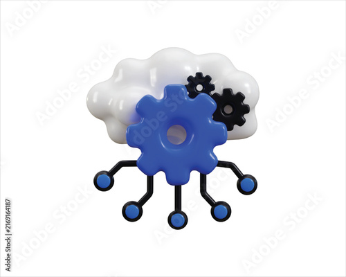 3D Edge Computing Icon Render for Distributed Computing, Cloud Technology, IoT, Network Infrastructure and Real-Time Data Processing
