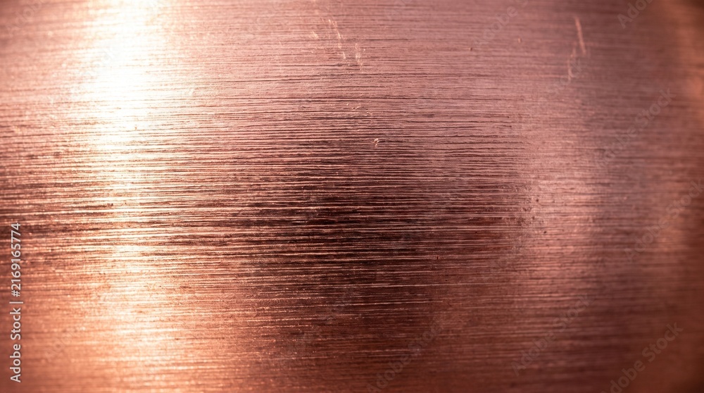 Fototapeta premium Brushed rose gold metallic sheet displays a textured surface and subtle gradients