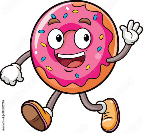 cartoon donut character with sprinkles
