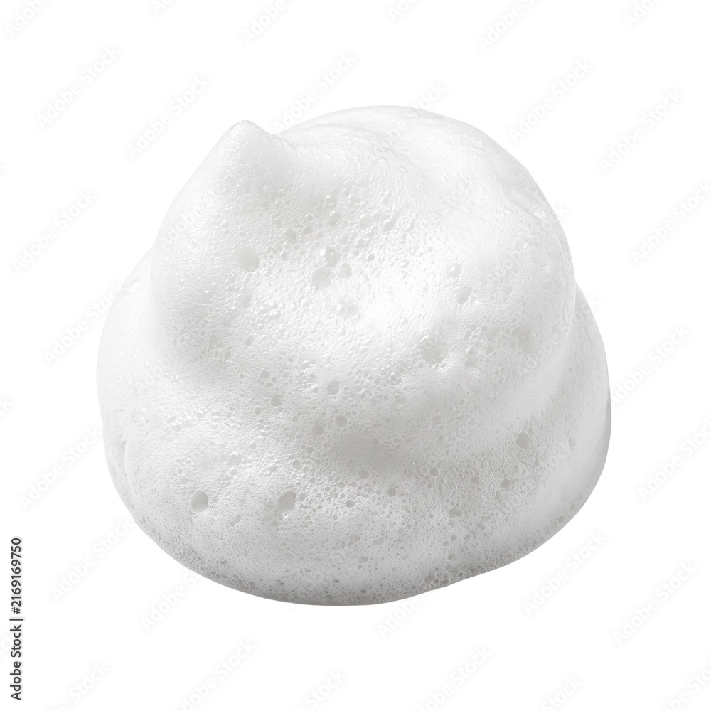 Fototapeta premium Isolated white foam swirl with bubbles on transparent background