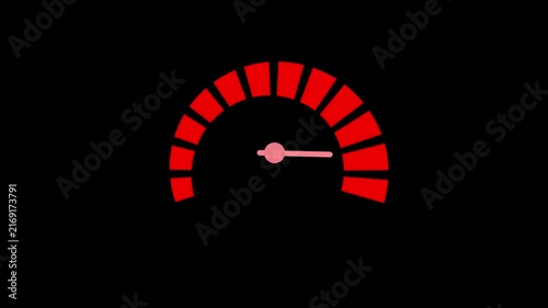 Minimal speedometer gauge with a needle and segmented arc measurement or status indicator animation
