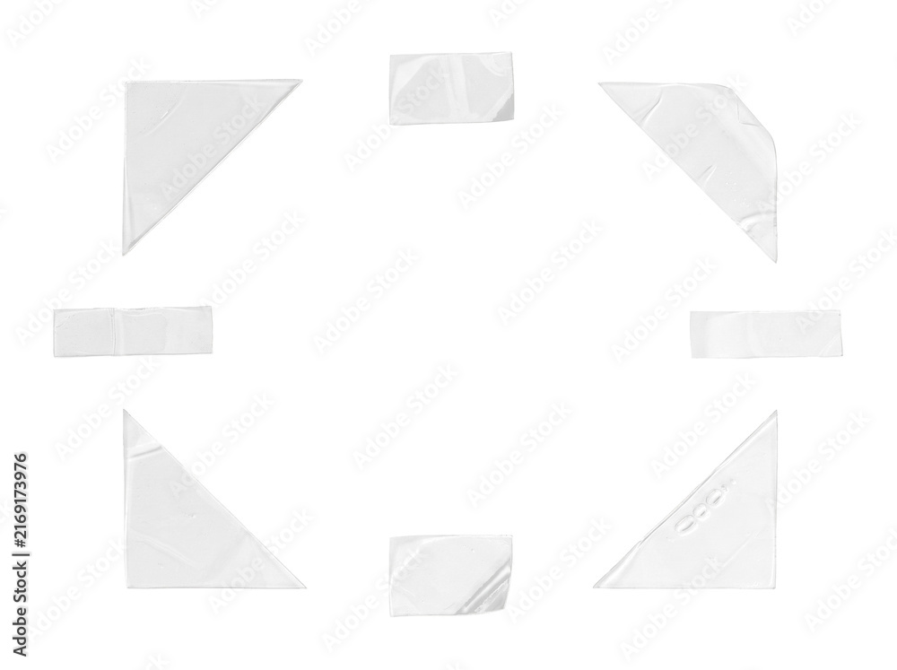 Fototapeta premium Clear tape strips scattered white background design element