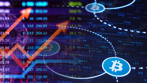 Foto Cryptocurrency trading and digital asset market growth concept