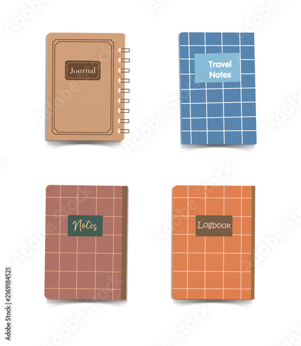 Quadro su tela Colorful notebooks and journals for writing and travel on transparent background