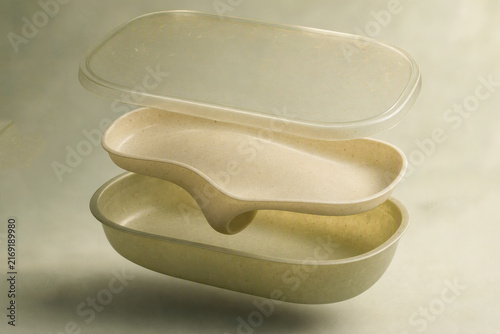 Biodegradable Food Container with Lid, Eco-Friendly Plant-Based Packaging Concept
