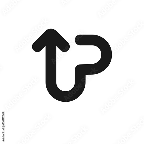 Minimalist monoline letter logo combining arrow pointing upward with smooth curved line for modern brand, growth, software, or tech identity.