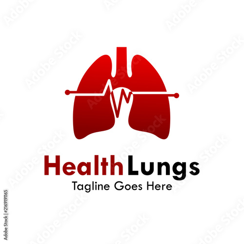 Health lungs logo design showcasing human lungs with heartbeat signal for pulmonology, respiratory care, medical clinic, and health service.