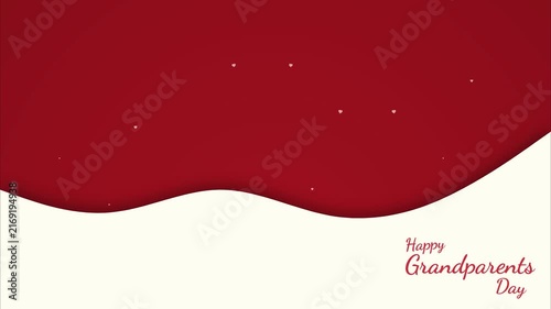 National grandparents day celebration typography abstract red wavy background with golden sparkles motion graphics template for social media greetings