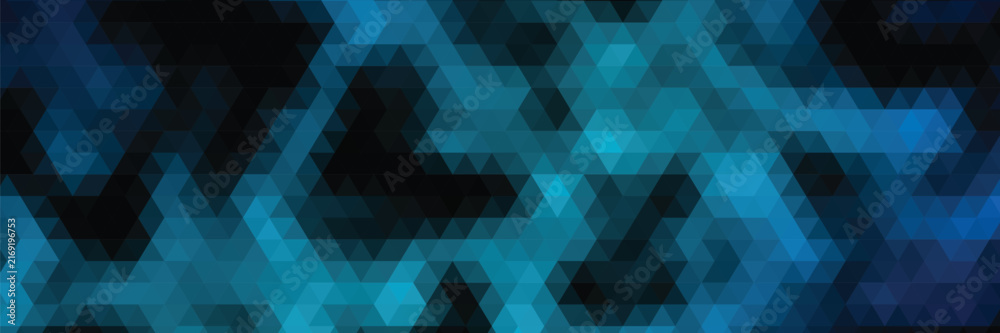 Fototapeta premium Abstract dark blue geometric background with triangle polygonal pattern technology concept banner