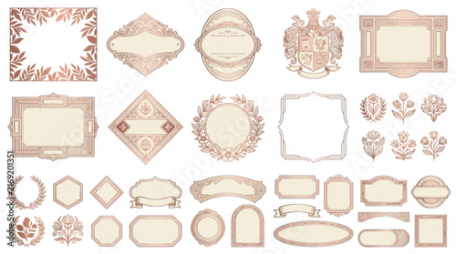Ornate Frames and Emblems - Vintage Decorative Elements Collection