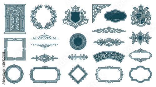 Ornate Vintage Decorative Elements Collection Isolated Transparent Background