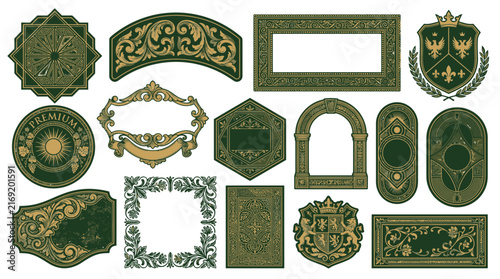 Ornate Vintage Decorative Frames and Emblems Isolated Vector Graphics