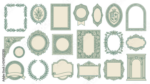 Ornate Vintage Frames and Borders - Decorative Design Elements Isolated