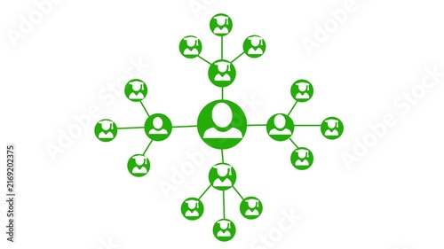 Social network connections with central user icon animation
