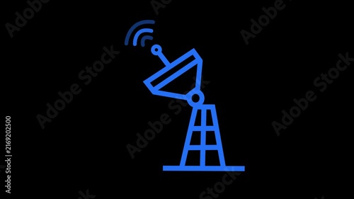 Satellite Dish Antenna Icon Transmitting Wireless Signal Animation