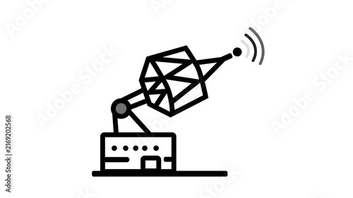 Robotic Arm Scanning Object With Wireless Signal Icon Animation