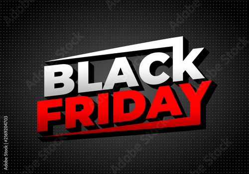 Bold Black Friday Typography with Red White and Dramatic 3D Effects