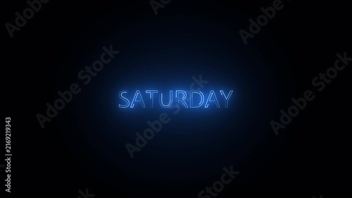 Abstract glowing Friday text neon on black background animation with alpha channel ,day of week.
