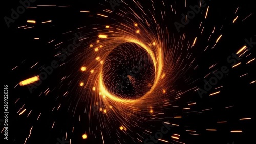 Golden Spark Spiral with Dynamic Light Trails