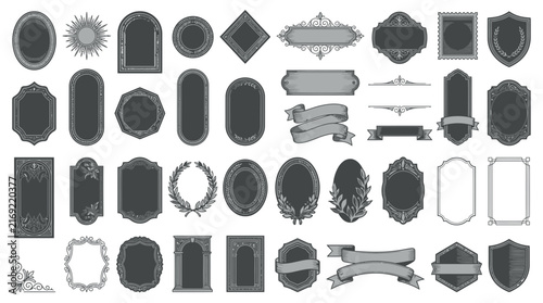 Vintage Frames and Borders Collection Isolated on Transparent Background