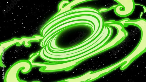 Abstract Neon Green Cosmic Swirl with Starry Background