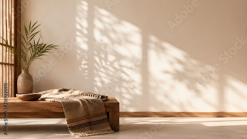 Minimal Thai-Inspired Wellness Interior With Natural Wood and Handwoven Textile
