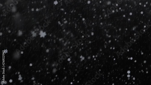 Falling Snowflakes on Black Background