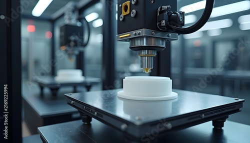 Obraz na płótnie 3d Printer Head Depositing Material, Precision Manufacturing Process. Industrial Automation