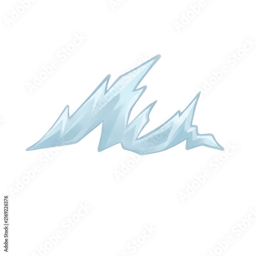 Ilustración vectorial de un fragmento de hielo azul y congelado con picos afilados, elemento de diseño aislado sobre un fondo blanco.