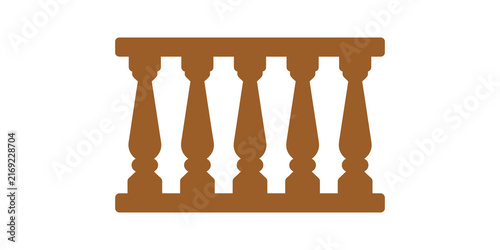 Fotografie Brown wooden balustrade fence railing vector icon for home architecture