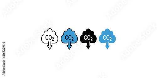 Bild auf Leinwand Carbon dioxide reduction icons in blue and black colors depicting environmental protection sustainability and climate care